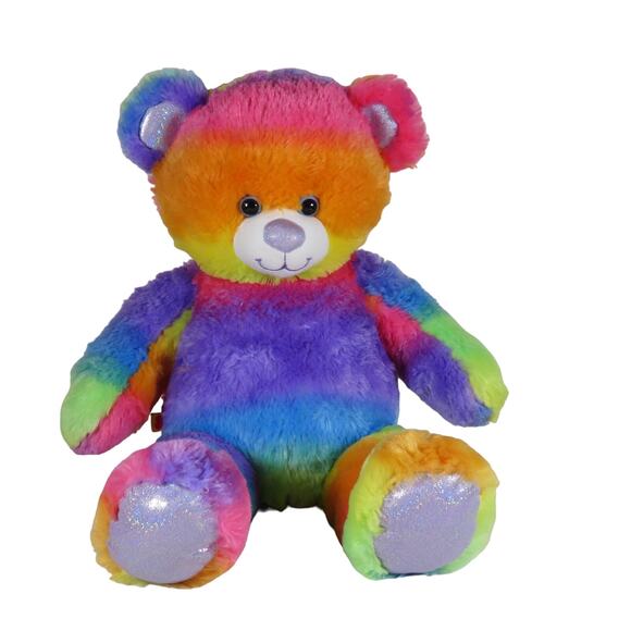 Build A Bear Rainbow Bear & Classic Brown Teddy Plush Stuffed Animal 2014 - Picture 2 of 16